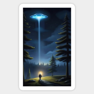 Blue UFO Encounters Sticker